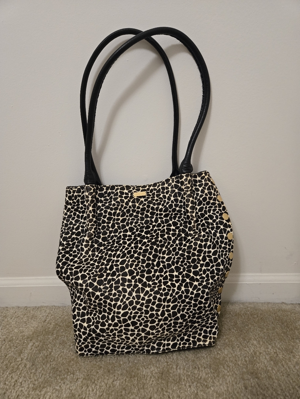 Hammitt Oliver Medium Dapple Calf Hair Black Leather Purse